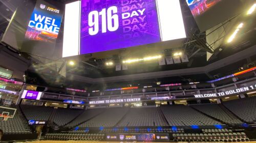 Courtside view of Golden 1 Center