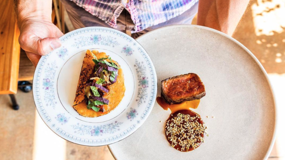 Two dishes from overhead