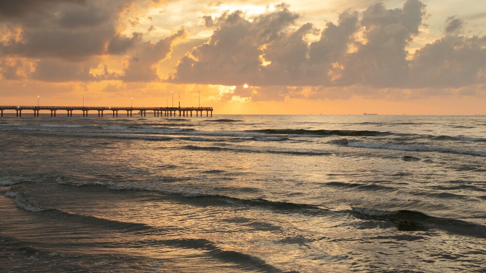 A sunset on the Gulf Coast in Port Aransas, TX.