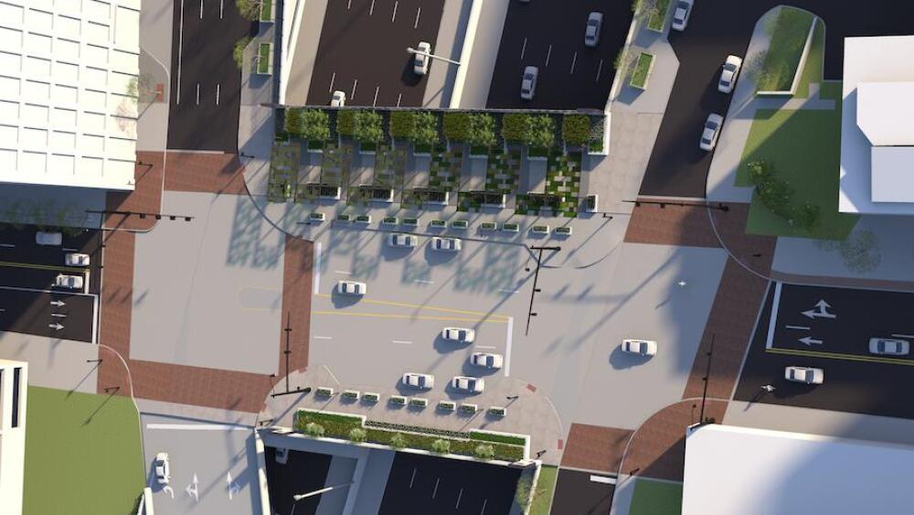 A birds eye view of Front Street once complete | Rendering via ODOT