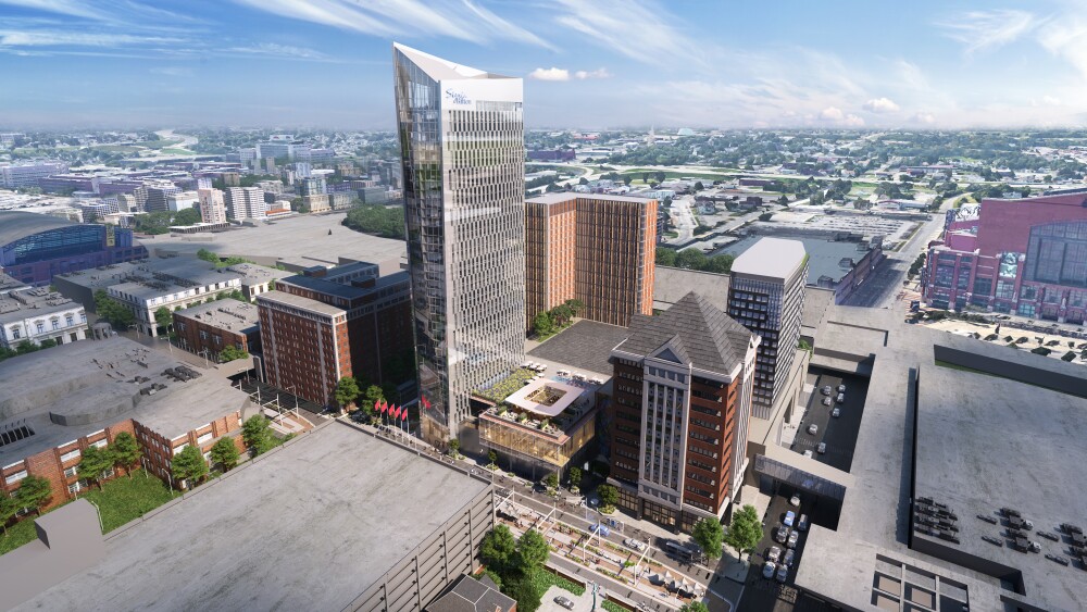 A rendering of the new project exterior