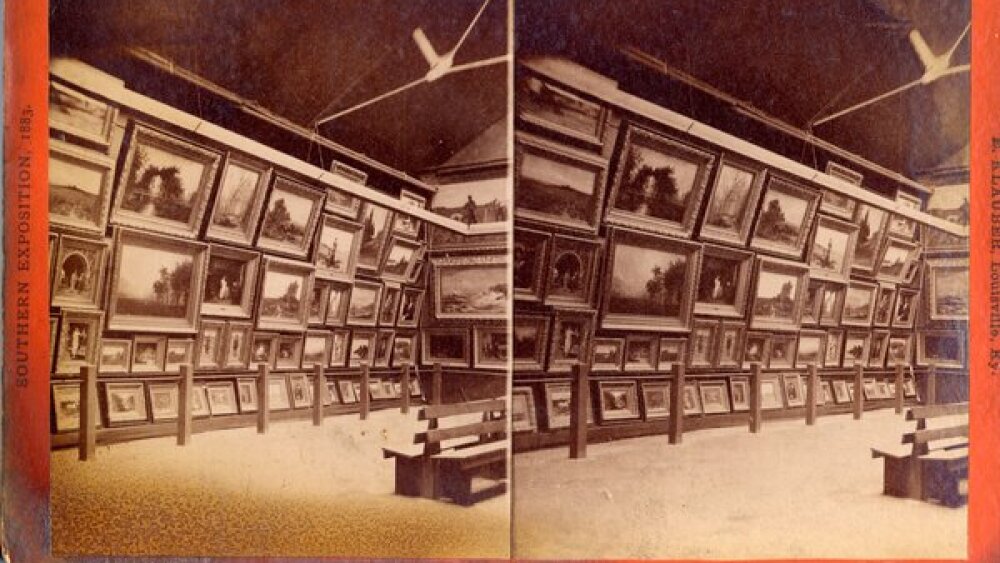 A stereoscopic image of an art gallery at the southern exposition