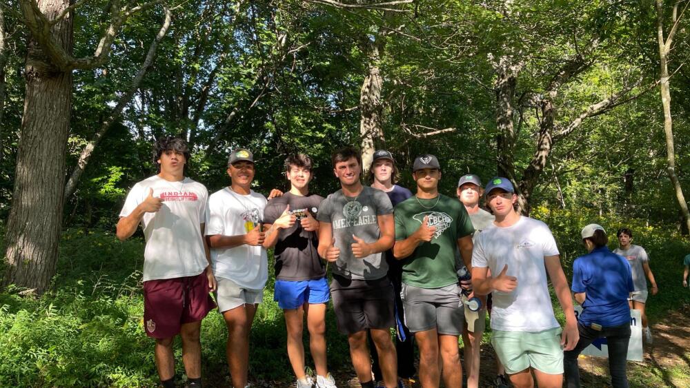 Mars Hill University students on top of Bailey Mountain