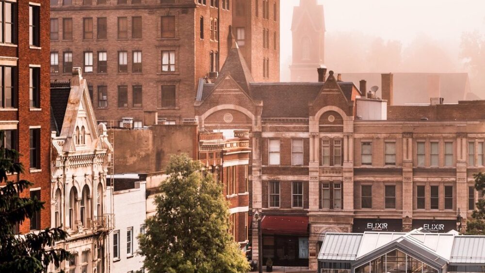 A bird's eye view of downtown Lexington.