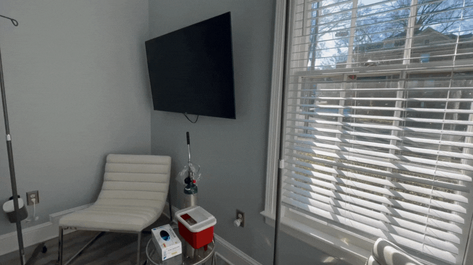 Video of the front hydration room at Hydrate Medical in Raleigh, NC.