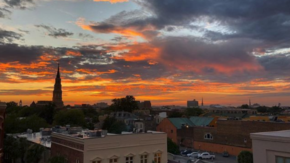 charleston skyline at sunset