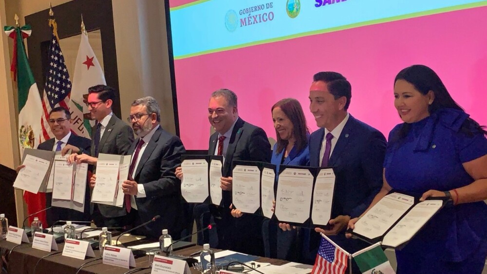 US and Mexico dignitaries sign the Binational Toll Revenue Sharing Agreement in San Diego in October 2022.