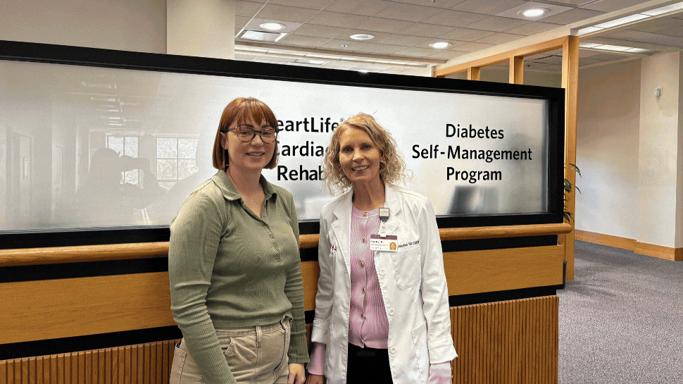 Kaitlin and Kathy interacting during the Prisma Health Diabetes Self-Management Program.