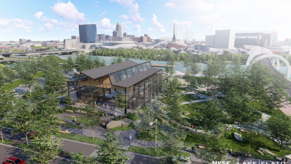 INDYtoday: INDY_Kahn Pavilion White River State Park expansion city view Elanco Levee_OCT24