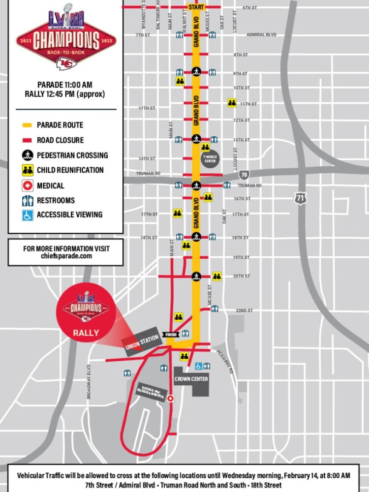 parade route map for chiefs 2024 victory super bowl parade.jpeg
