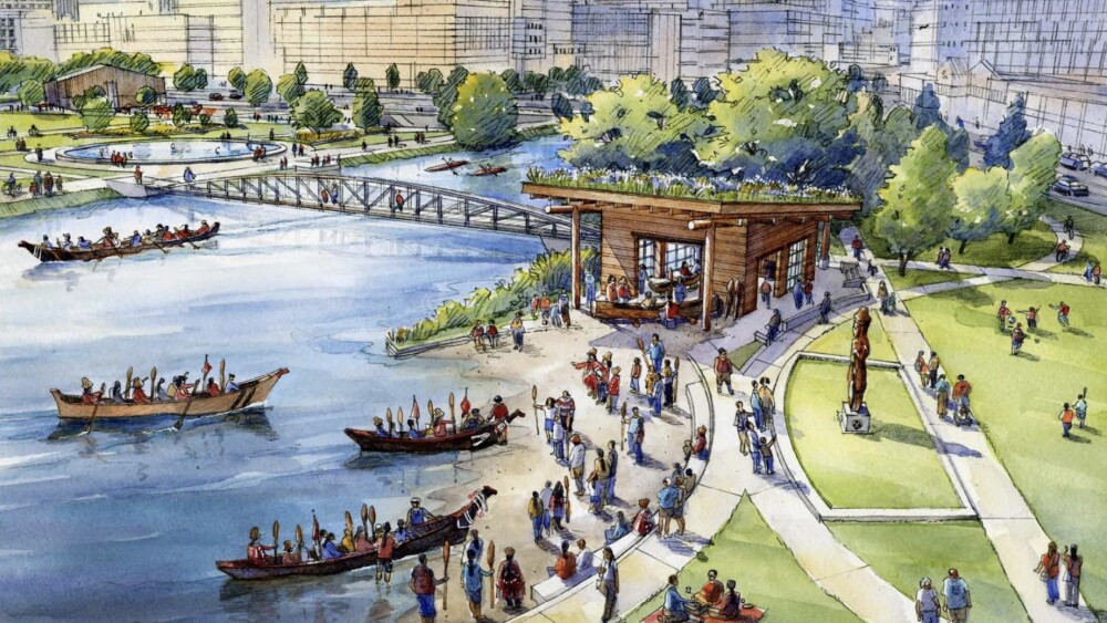 A rendering of the Canoe Carving House, part of the upcoming Northwest Native Canoe Center