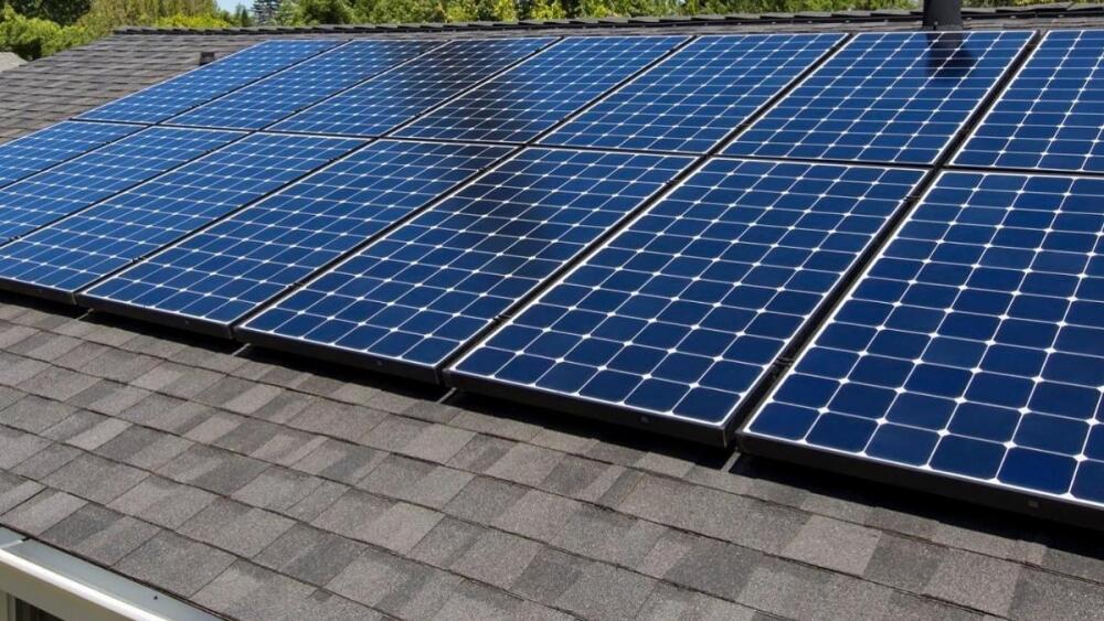 Solar panels on the roof