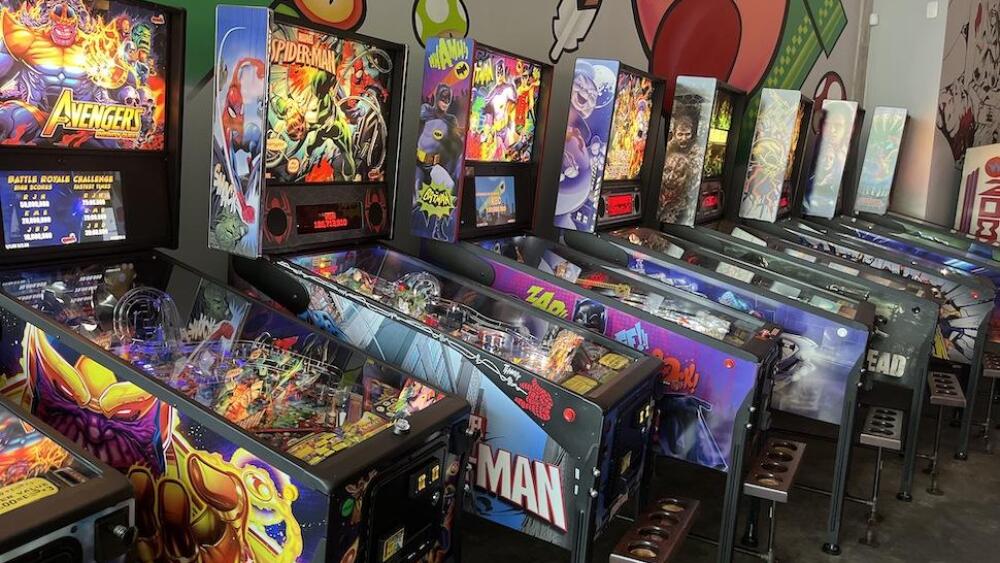 A row of Pinball machines
