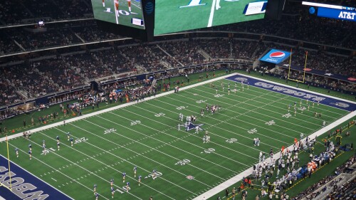 Dallas Cowboys playing on the field at AT&T Stadium