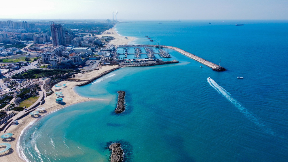 An aerial view of Ashkelon Marina.