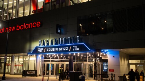 The marquee outside of Roadrunner promoting a Cousin Stizz show