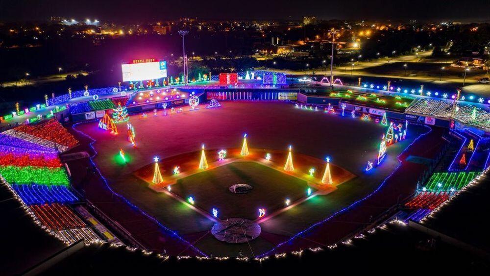 Holiday light display Columbia Fireflies segra park