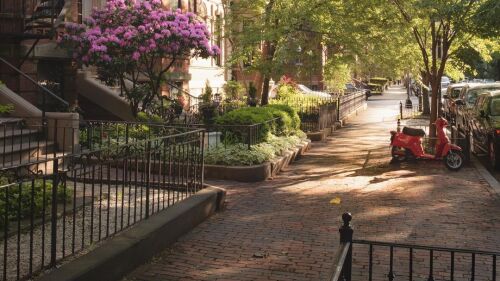 A Back Bay street on a sunny morning.