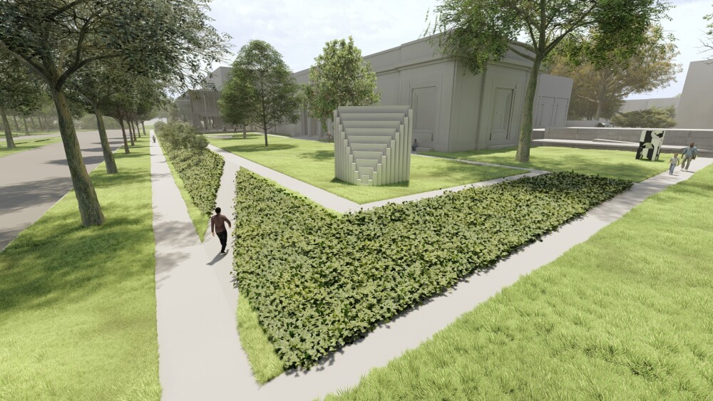 A rendering of Speed Art Museum's Community Garden and Sculpture Park.