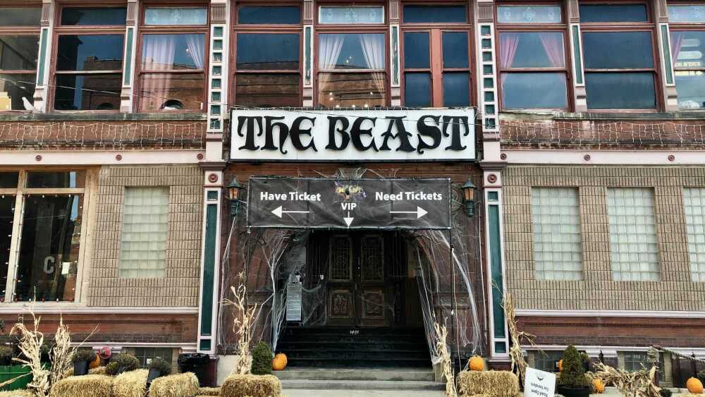 Photo of The Beast's street entrance in Kansas City's Historic West Bottoms.