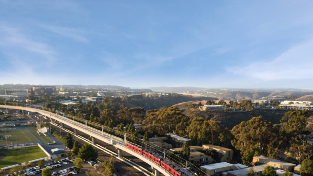 The San Diego trolley on the new extended line