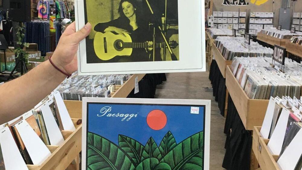 Photo of record covers. 