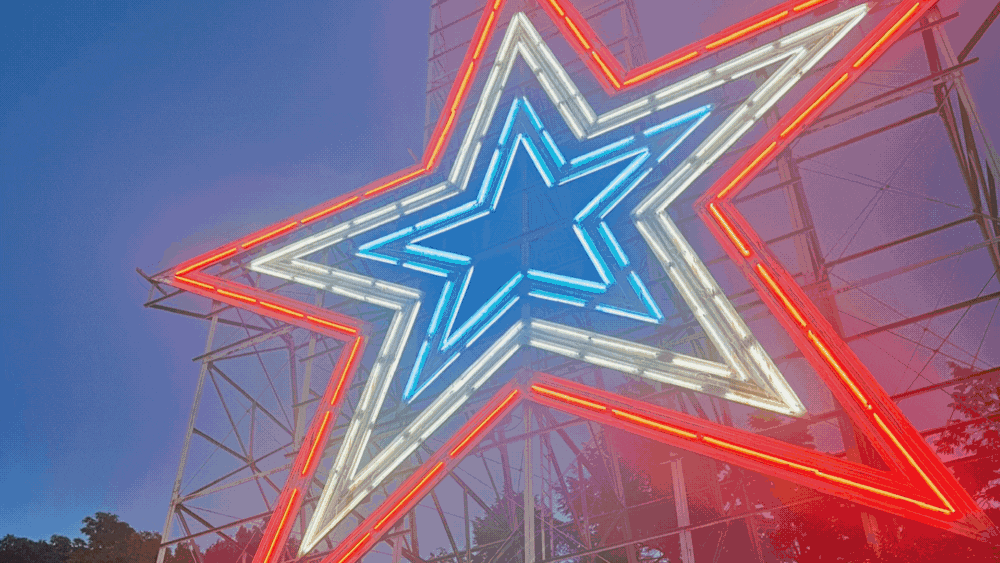 A carousel of Roanoke photos, including the neon star, the city skyline, a dog on a mountain, a picturesque mountain view, Crystal Spring Grocery Co., an an overlook of Roanoke.