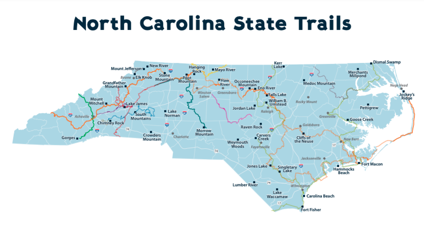 A map of NC's state trails.