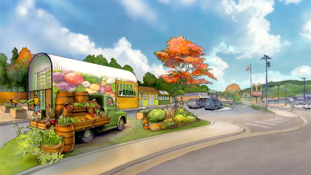 A rendering of the new Area 2 Farms location in Fairfax.