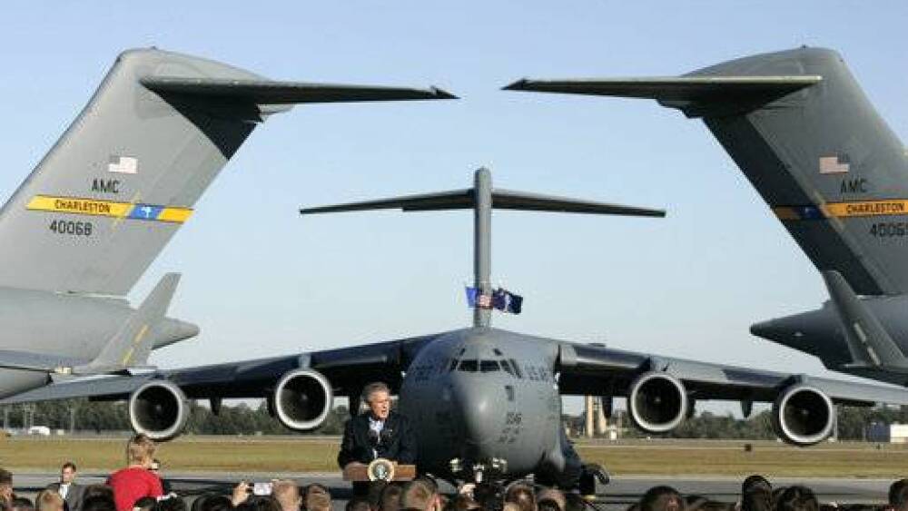 george w bush speaking at air force base