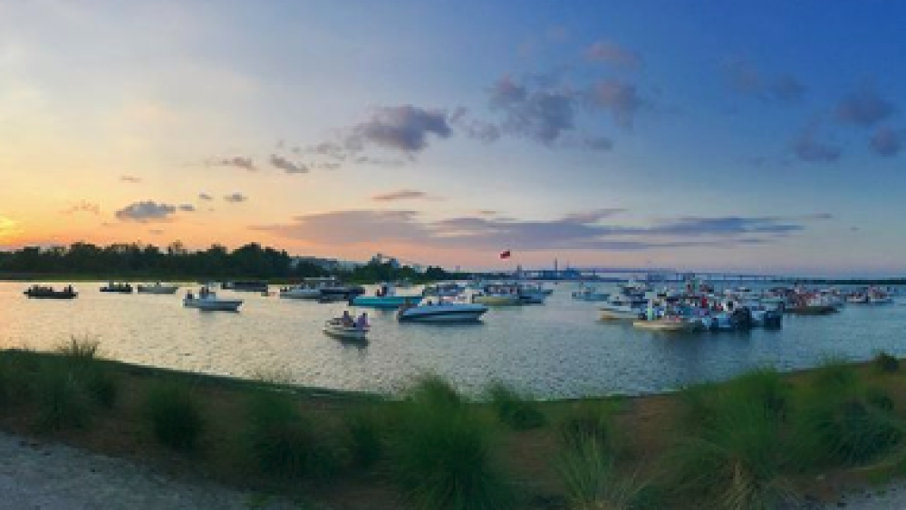 boats floating by north charleston riverfront park