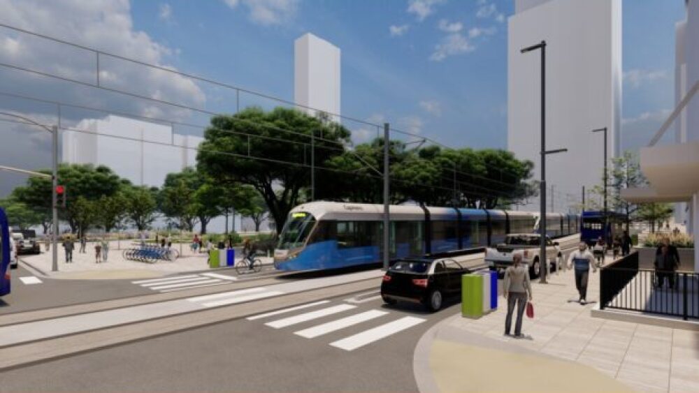A rendering of the station intersecting Guadalupe Street at Republic Square.