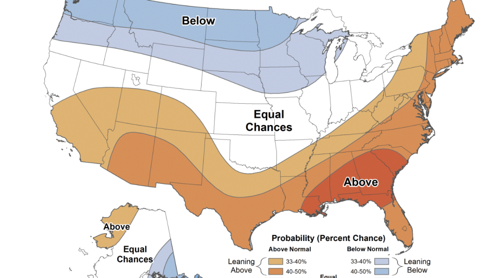 A map with temperature projections