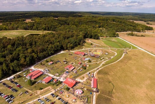 Aerial shot of Lark Ranch farm