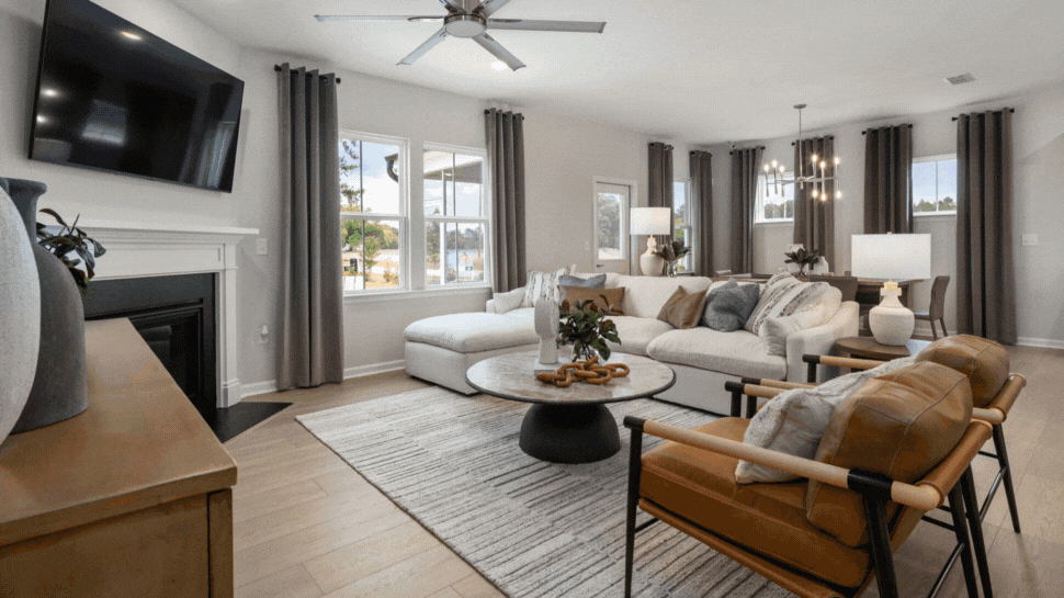 Interior and exterior shots of Pulte Home new builds.