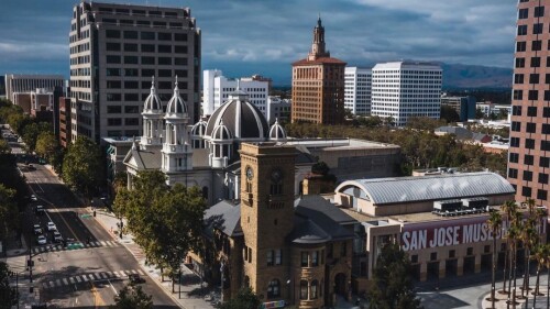 San Jose Museum of Art from a drone perspective.