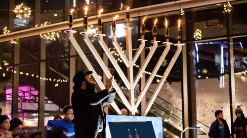 Menorah lighting at the Seaport