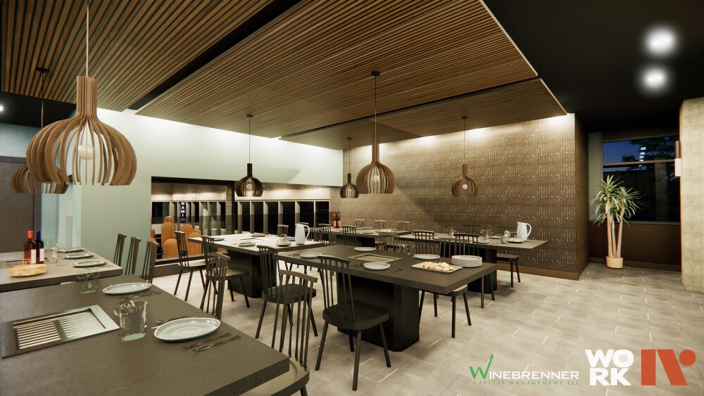 Contemporary tables and chairs in a restaurant