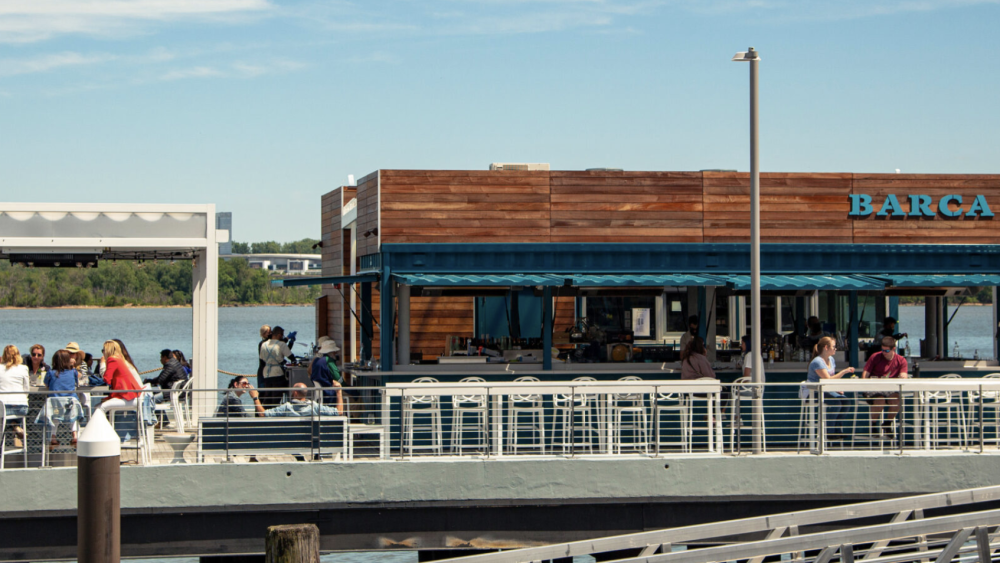 The patio at Barca Pier + Wine Bar.