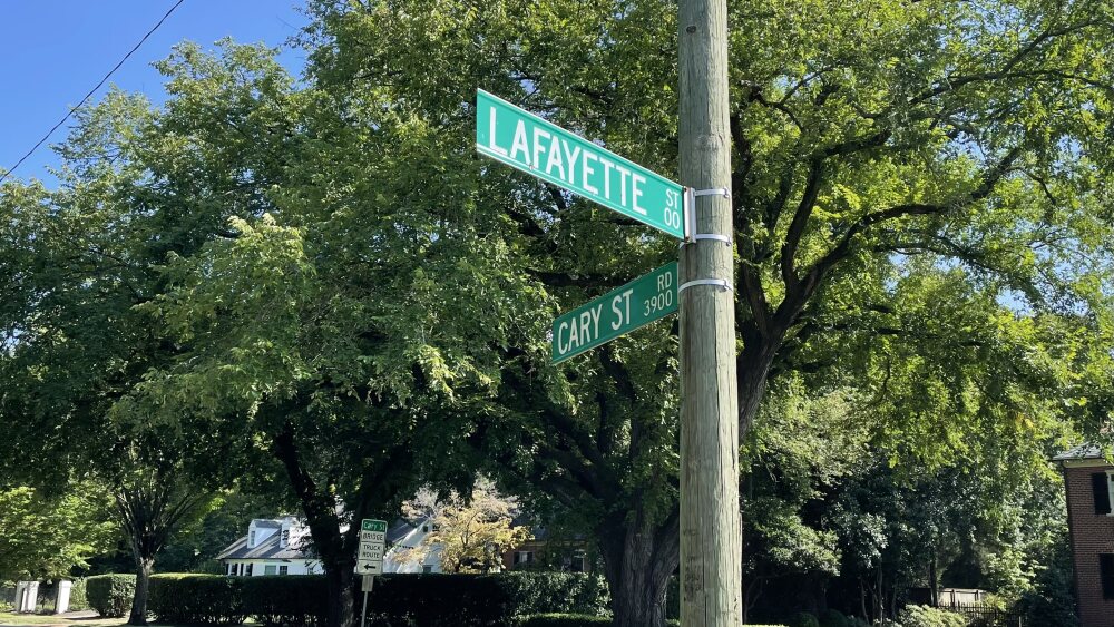 A road sign reading "Cary Street Rd."