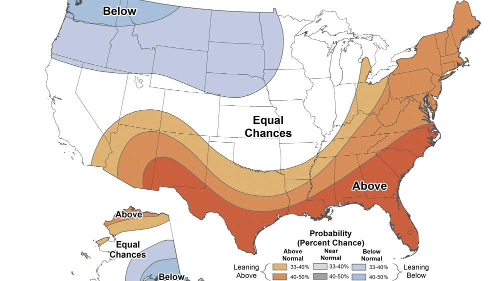 A map, showing temperature trends.