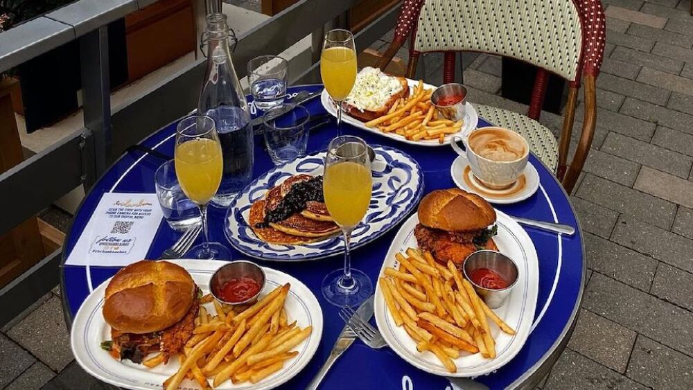 Brunch on the patio at Rochambeau in Boston.