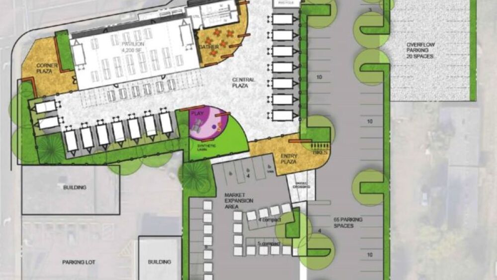 A site map rendering for a food cart pod