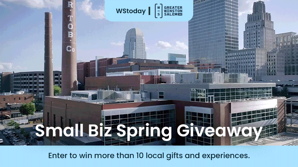 A graphic with images from bizes around WS, plus text about the "Small Biz Spring Giveaway".