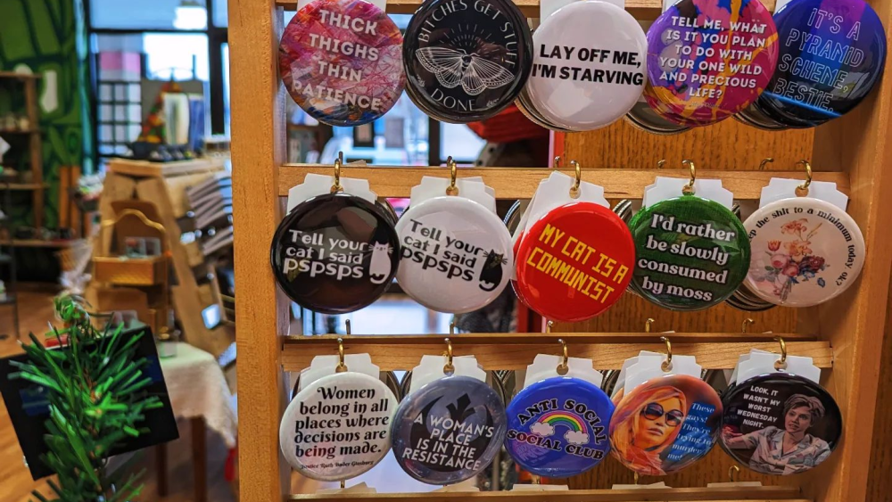 locally made buttons and pins