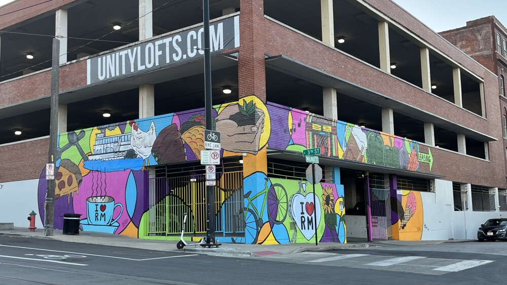 Photo of "I ❤️ RIVER MARKET" mural