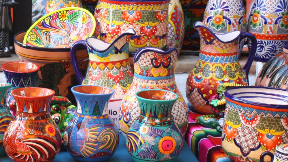 Hand-painted pottery at Bazaar del Mundo in Old Town San Diego