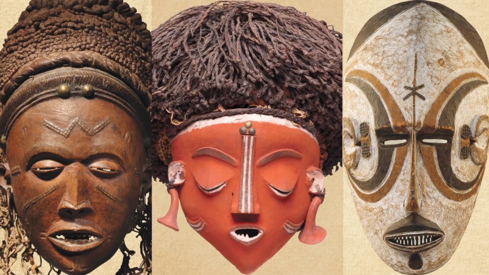 Photo of three African masks.