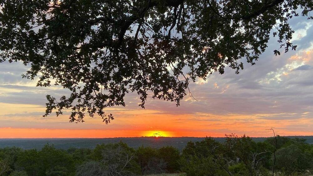 A sunset over Colorado Bend State Park