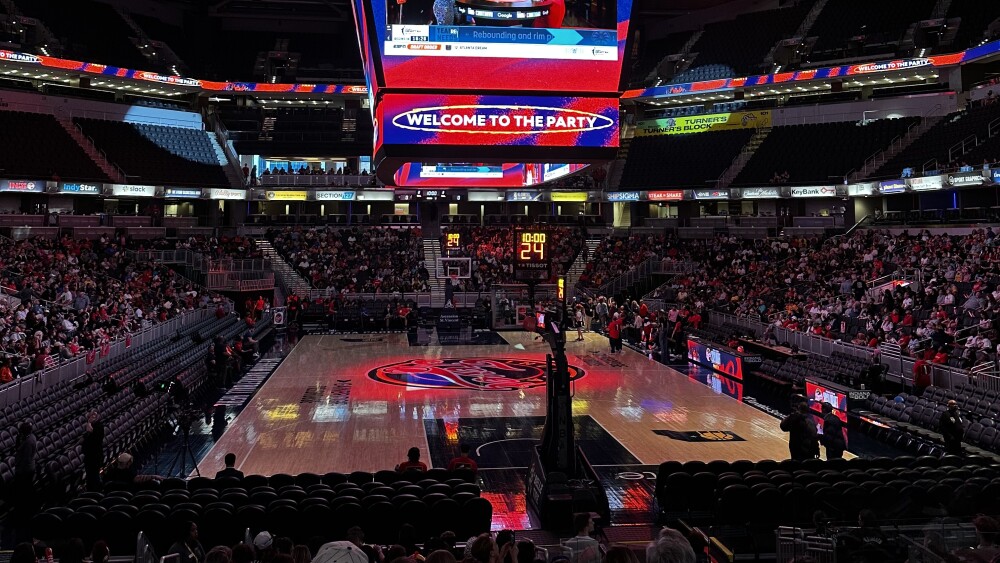 Gainbridge Fieldhouse during the Indiana Fever 2024 Draft watch party 